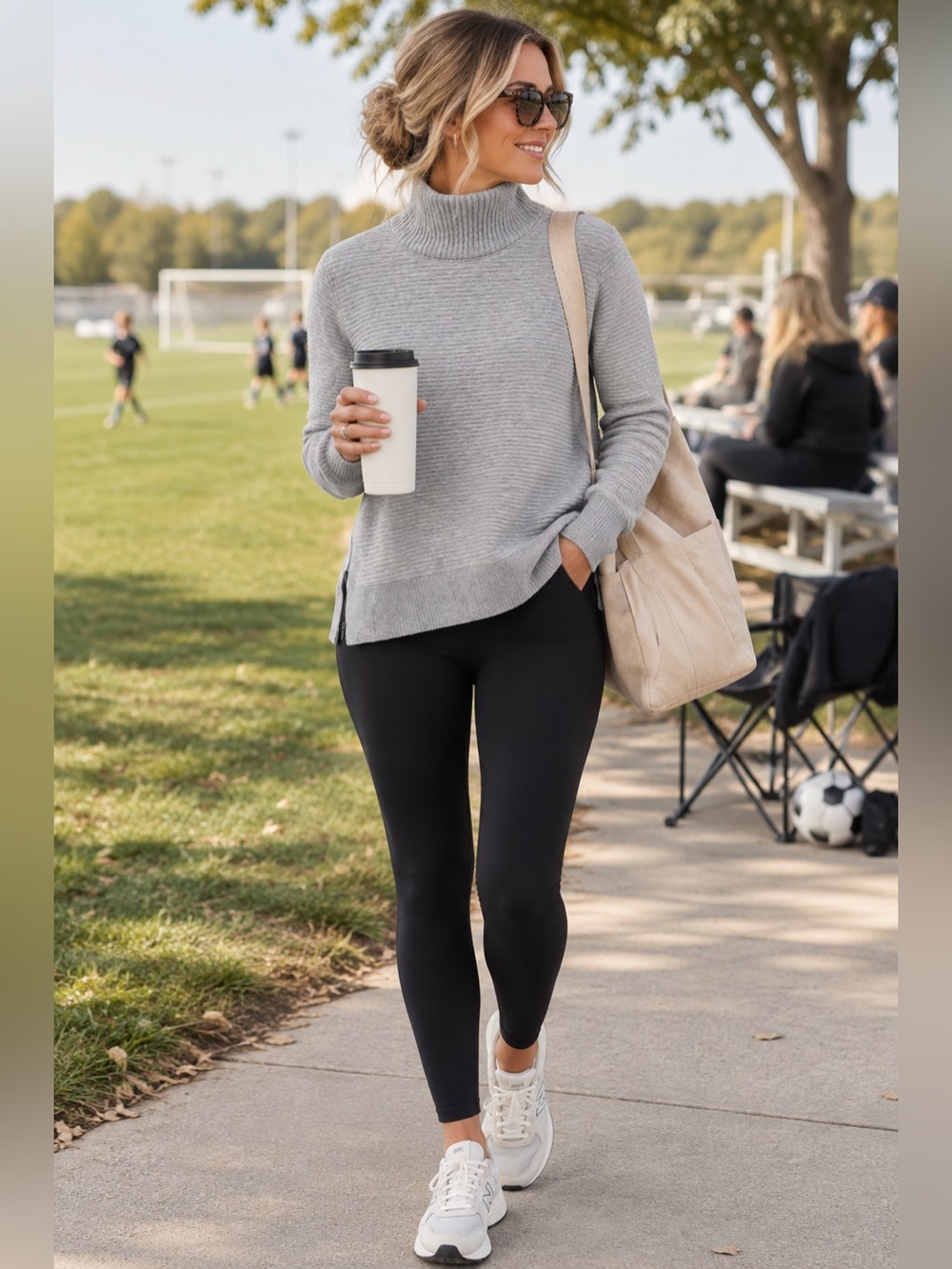 Gray Women's Athleisure Quilted Turtleneck Sweatshirt Pullover Size Large